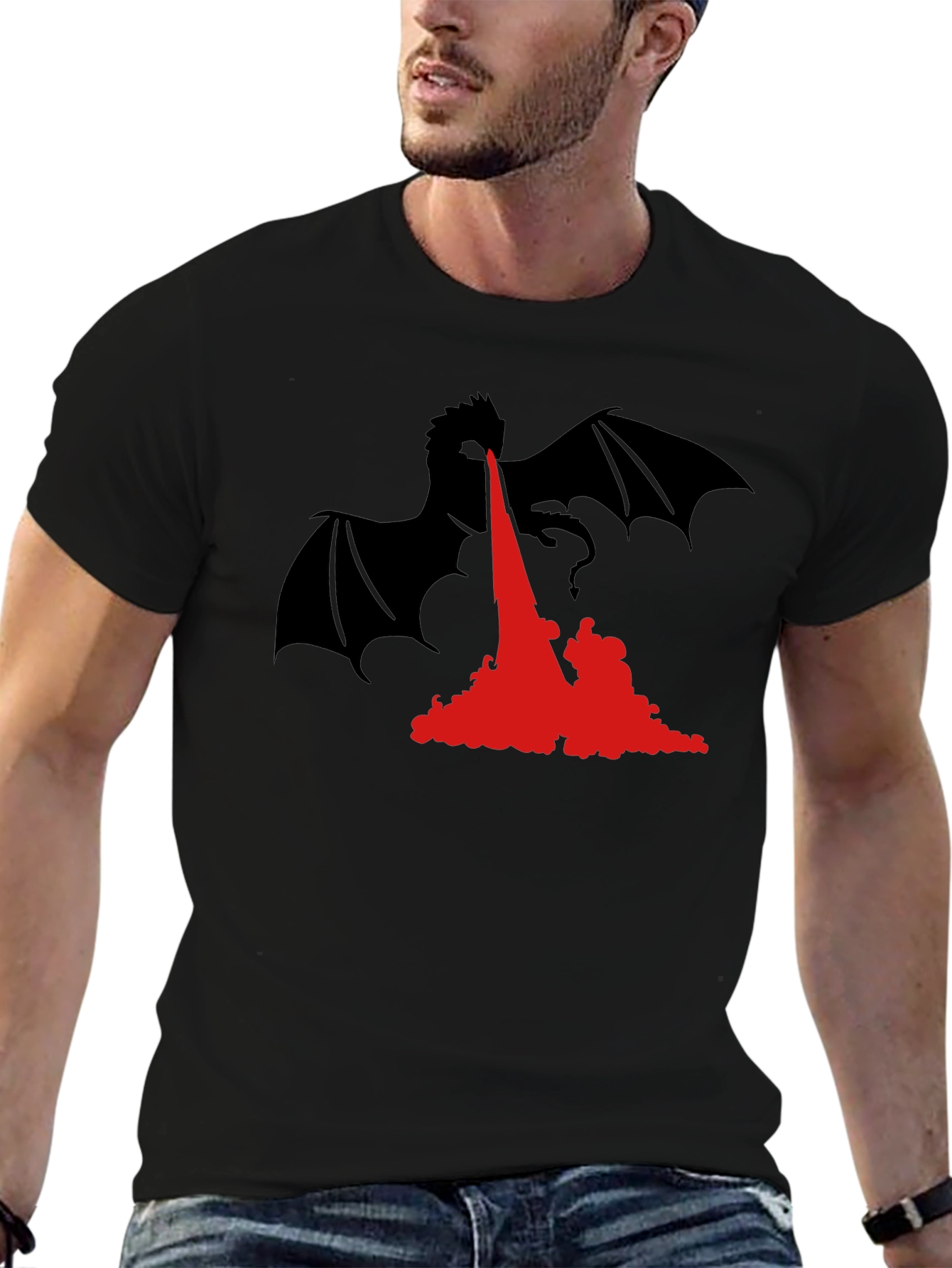 Dragon Fire T-Shirt - Black Graphic Tee
