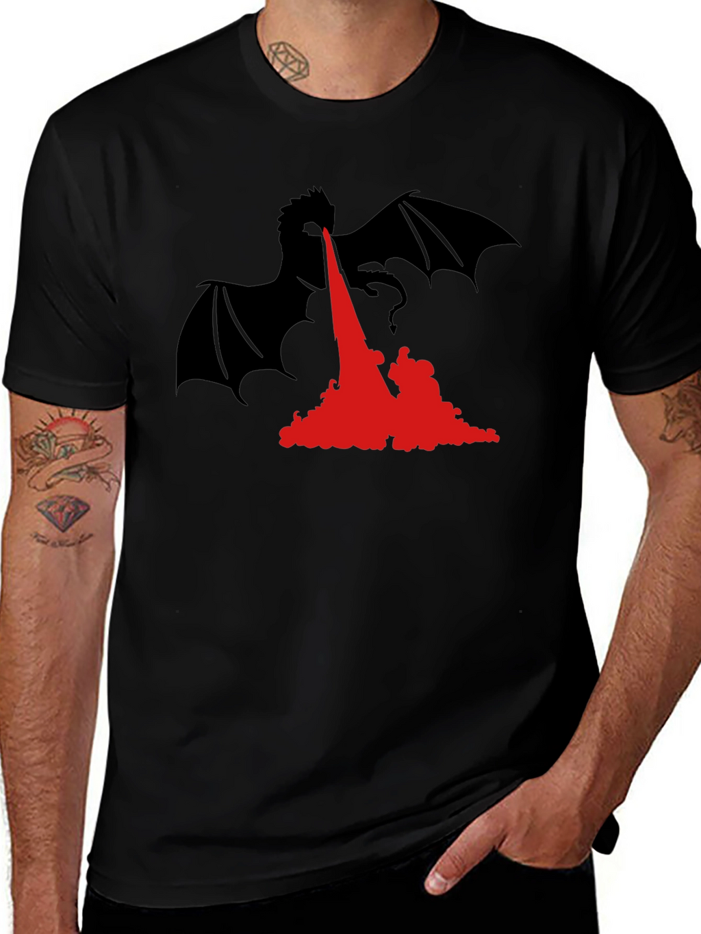 Dragon Fire T-Shirt - Black Graphic Tee