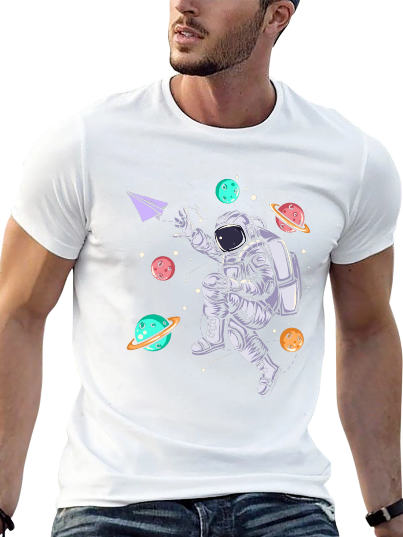 Astronaut Planets Graphic Tee - Black