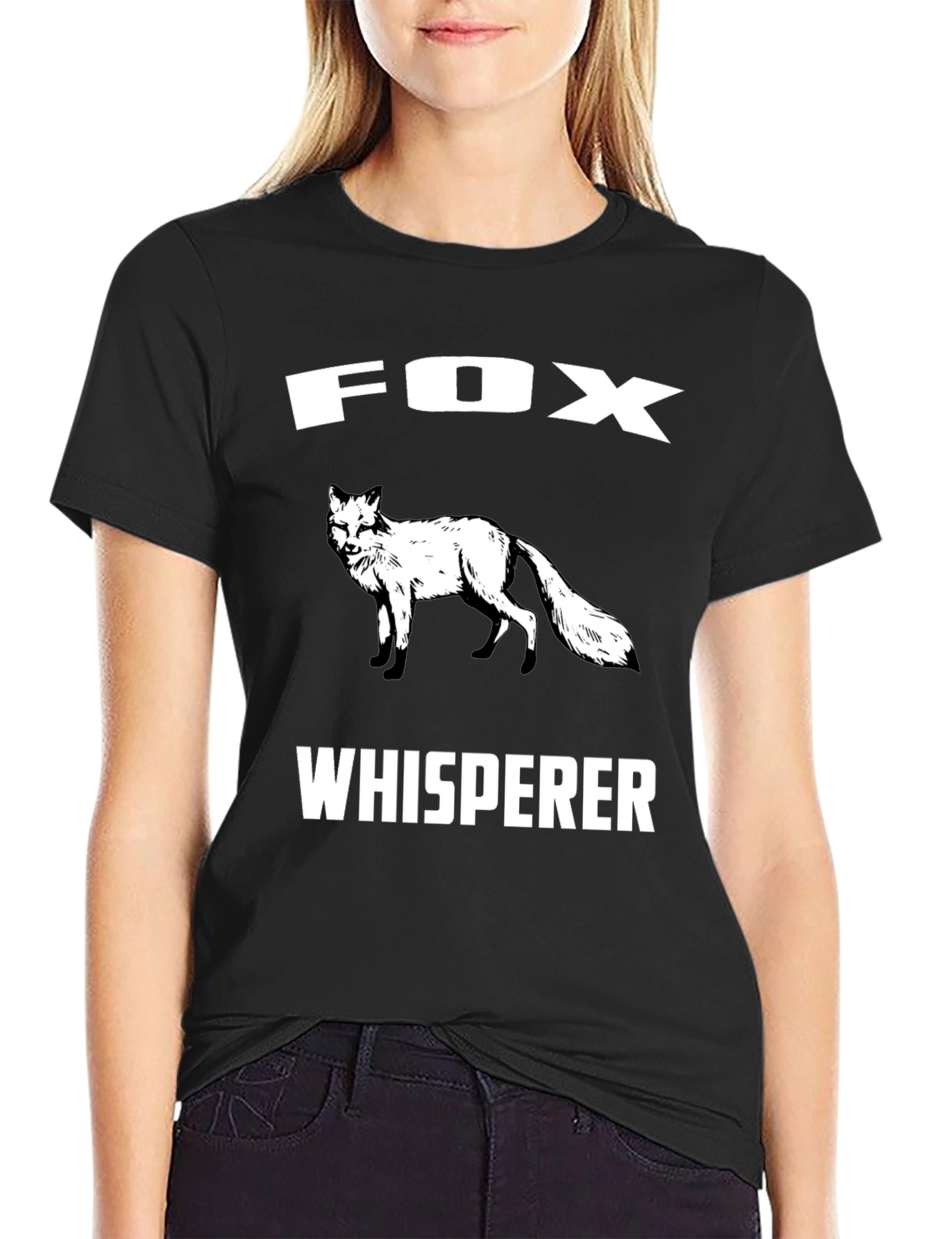 Fox Whisperer Black Graphic T-Shirt