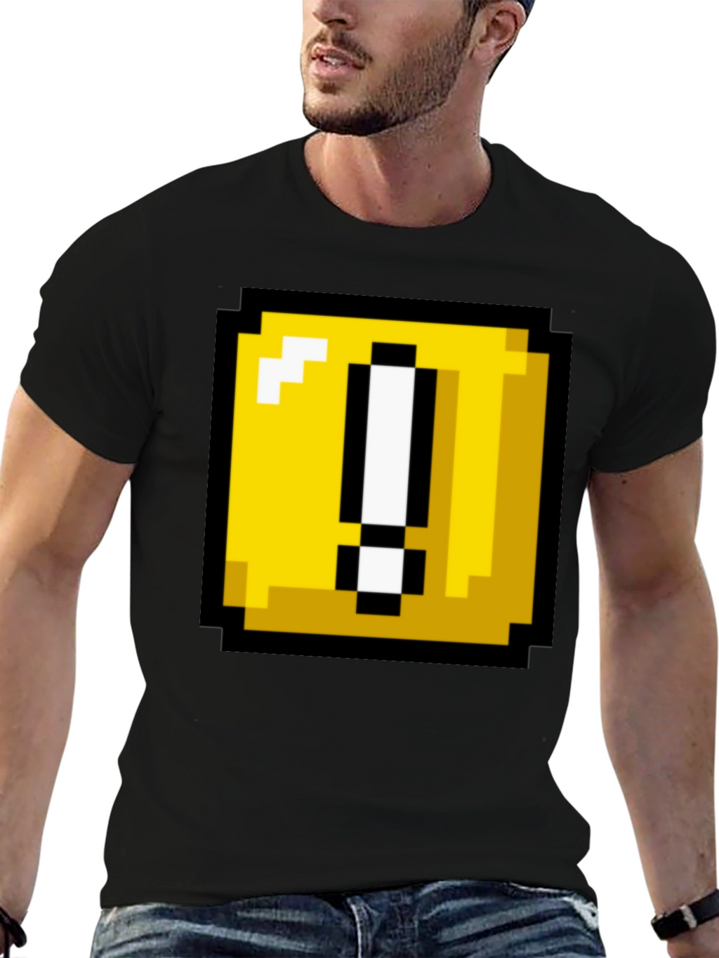 Pixelated Question Block Graphic Tee - Retro Gamer Style