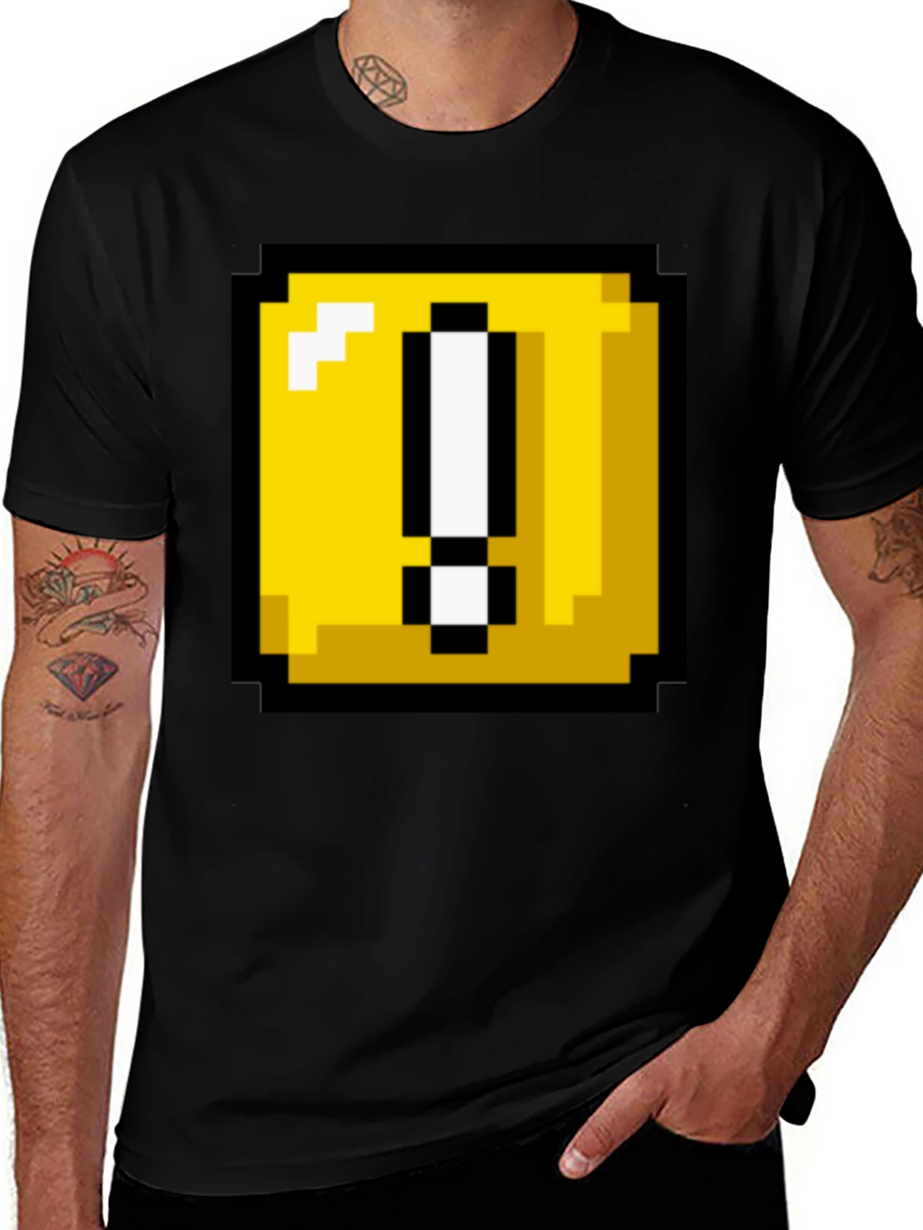 Pixelated Question Block Graphic Tee - Retro Gamer Style