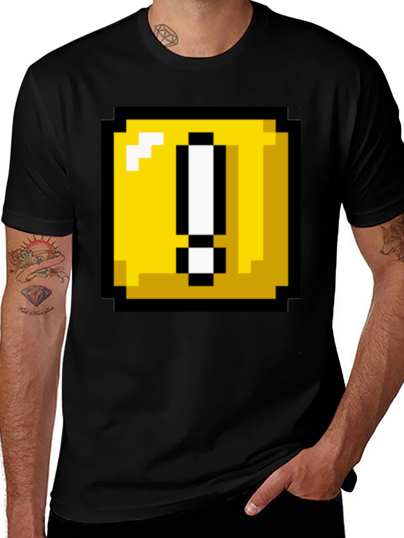 Pixelated Question Block Graphic Tee - Retro Gamer Style