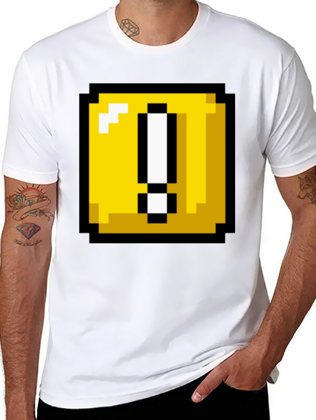 Pixelated Question Block Graphic Tee - Retro Gamer Style