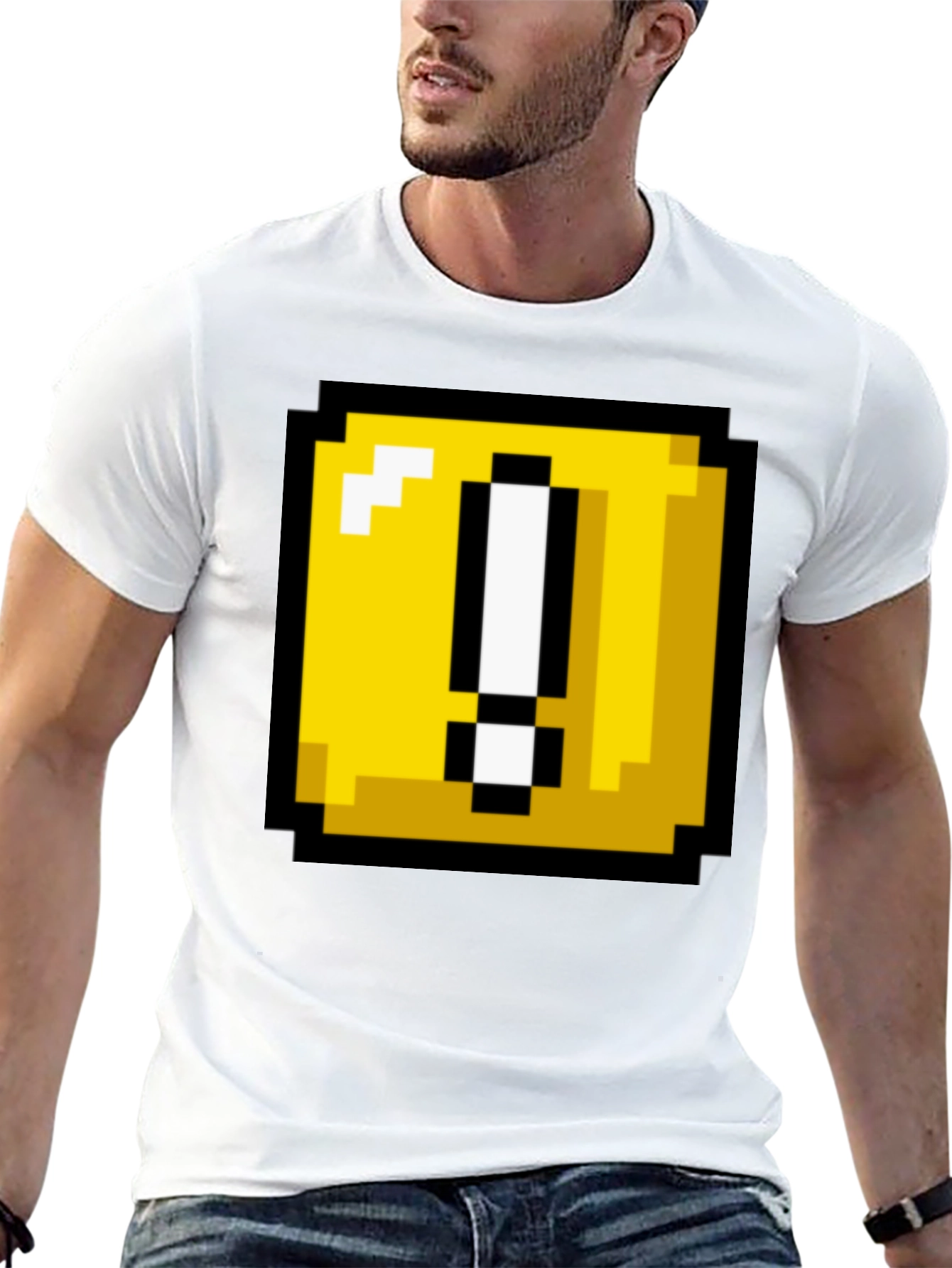 Pixelated Question Block Graphic Tee - Retro Gamer Style