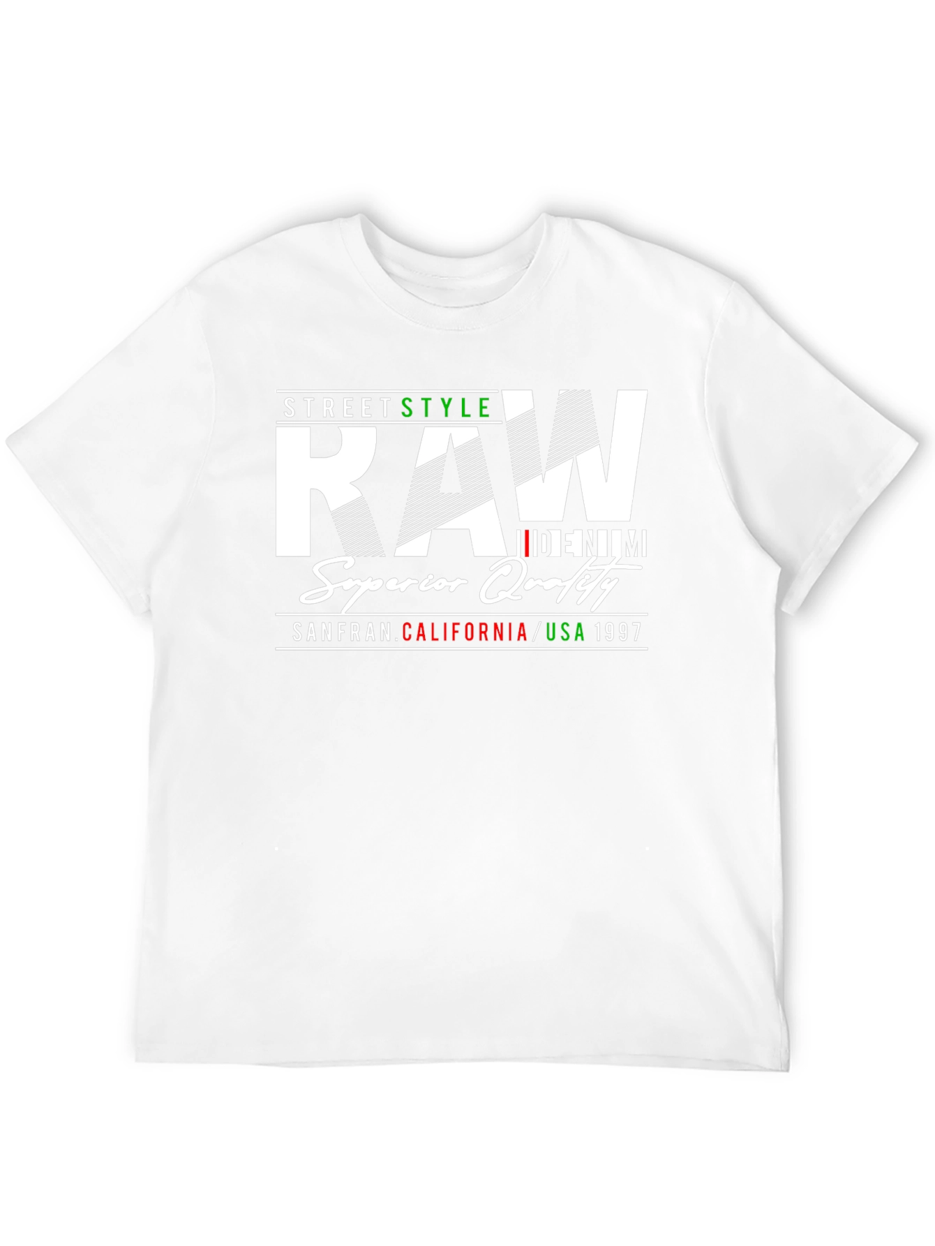 Mens Raw Denim Street Style Graphic Tee