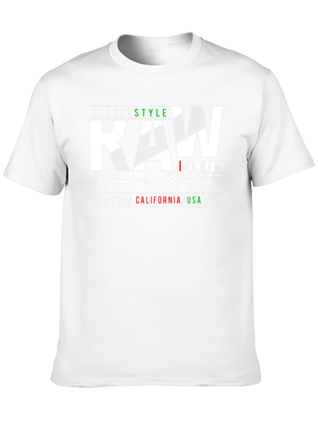 Mens Raw Denim Street Style Graphic Tee