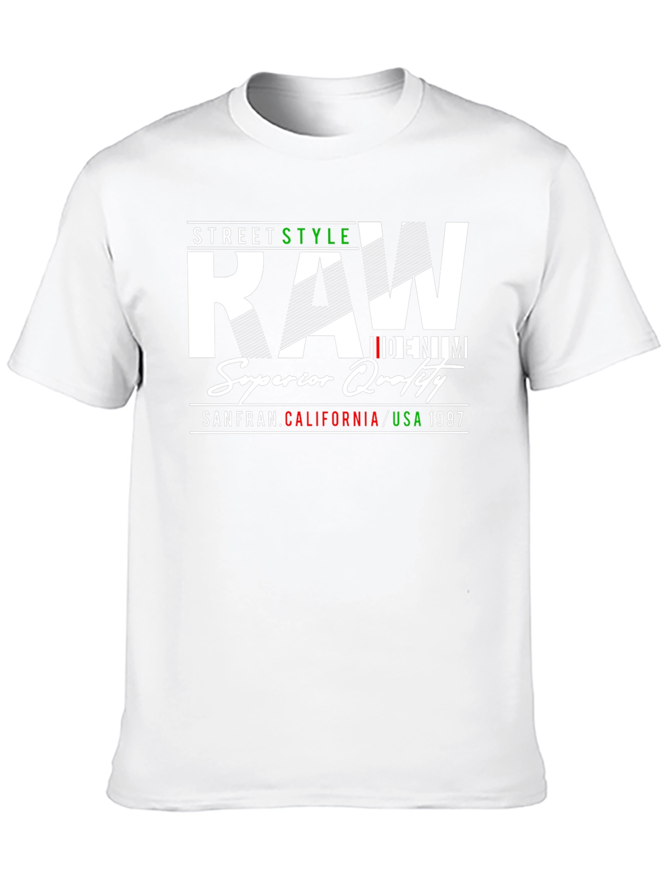 Mens Raw Denim Street Style Graphic Tee