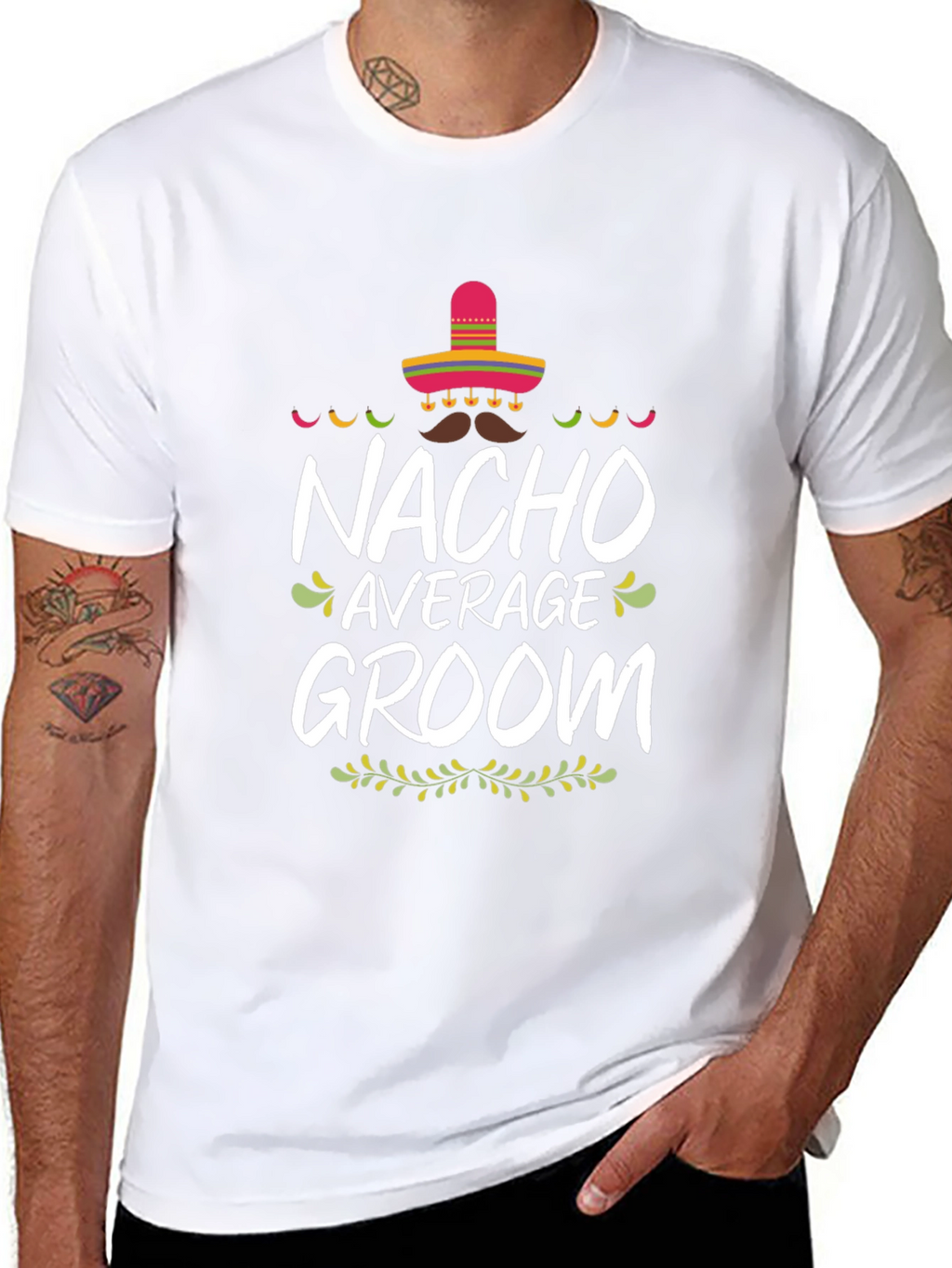 Nacho Average Groom Graphic T-Shirt - Black