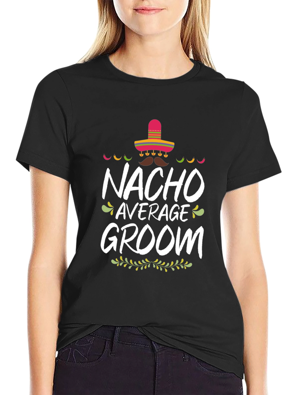Nacho Average Groom Graphic T-Shirt - Black