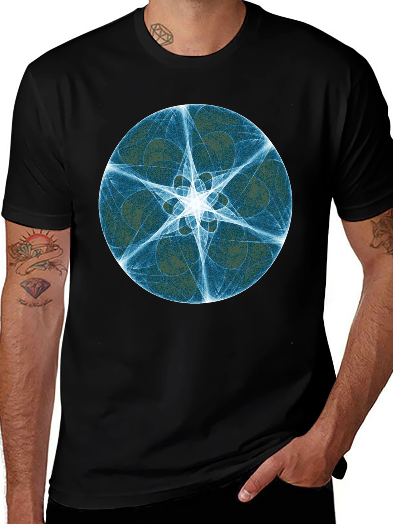 Abstract Starburst Graphic Black Tee