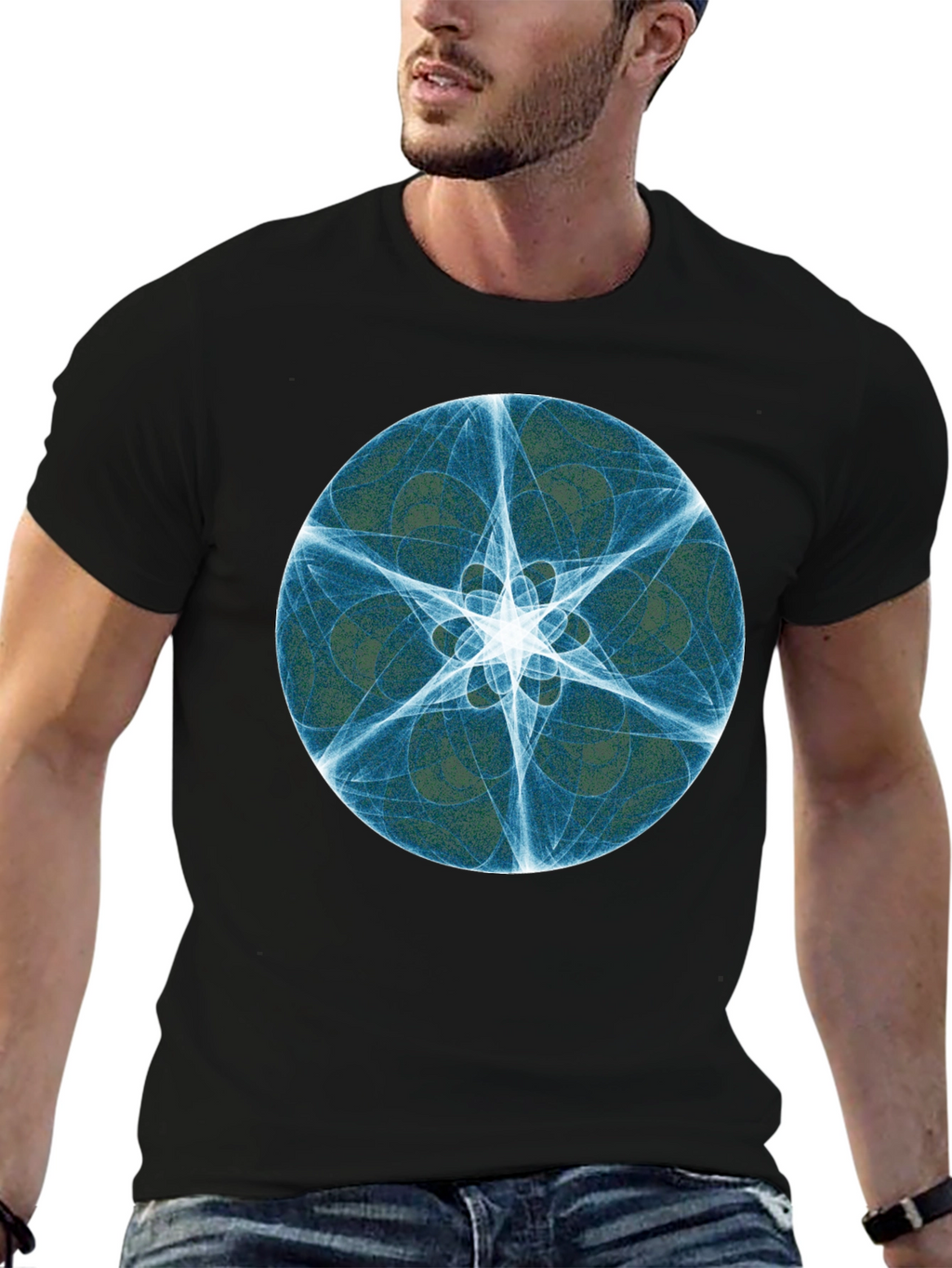 Abstract Starburst Graphic Black Tee