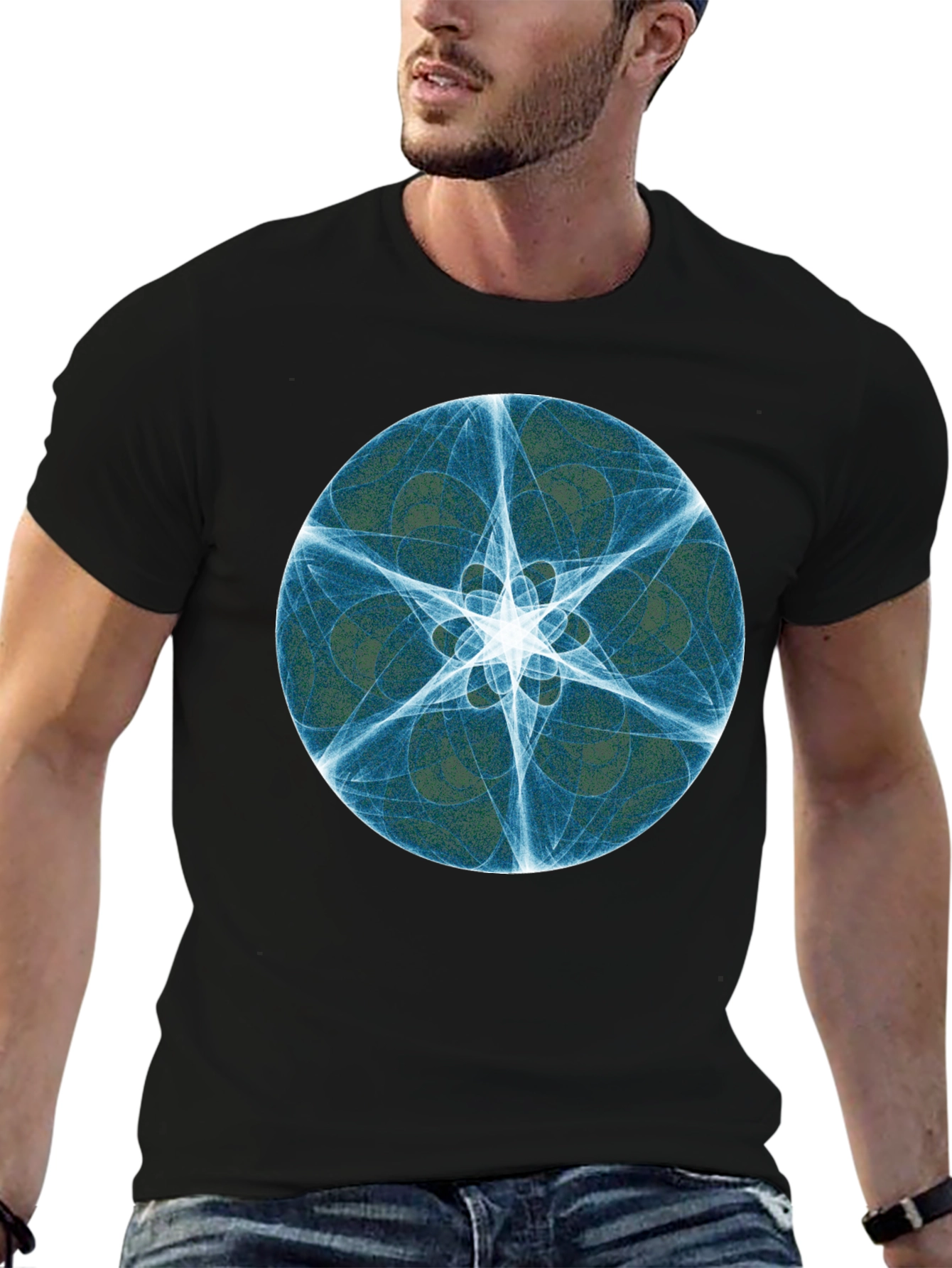 Abstract Starburst Graphic Black Tee