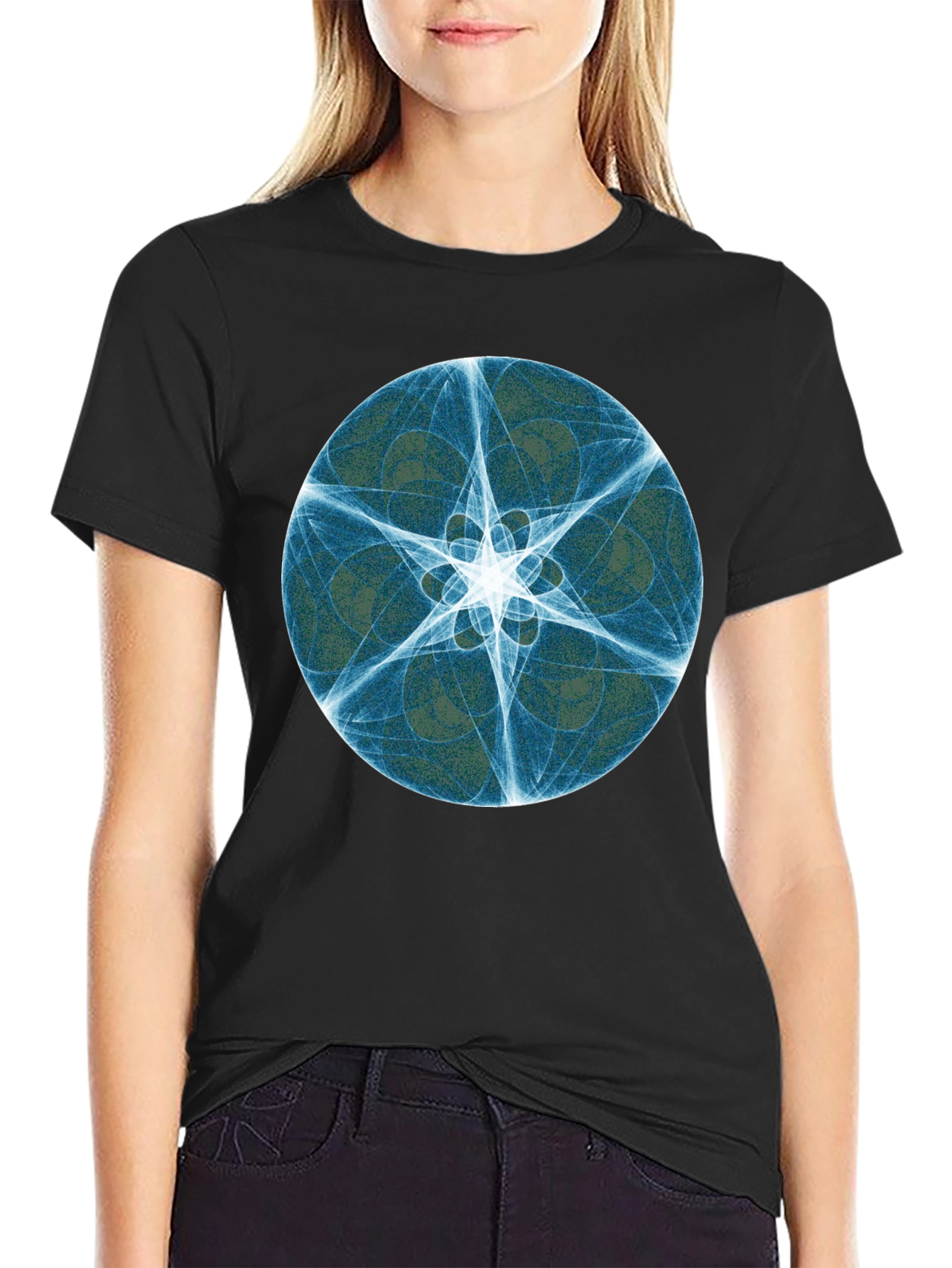 Abstract Starburst Graphic Black Tee