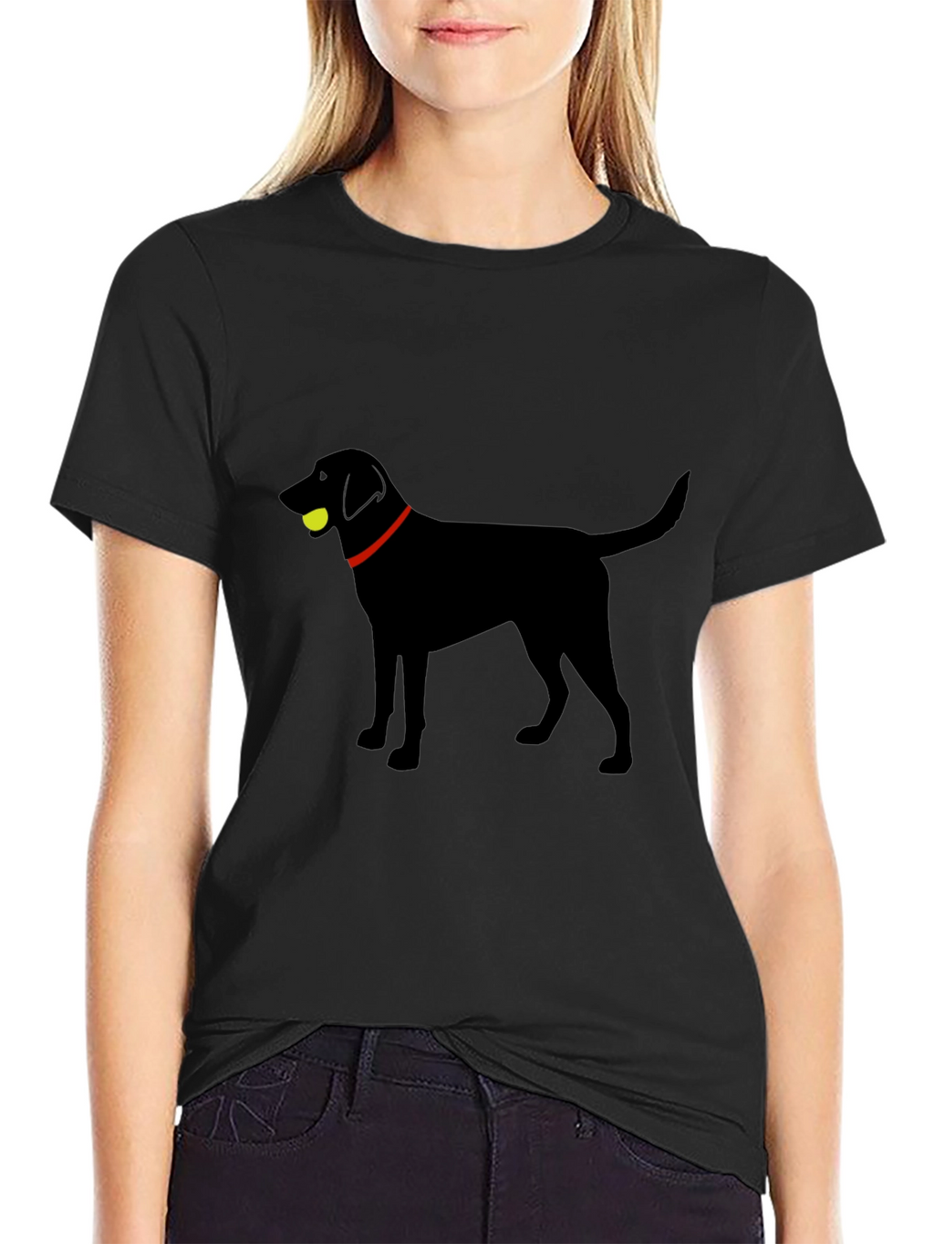 Black Lab with Tennis Ball Graphic T-Shirt