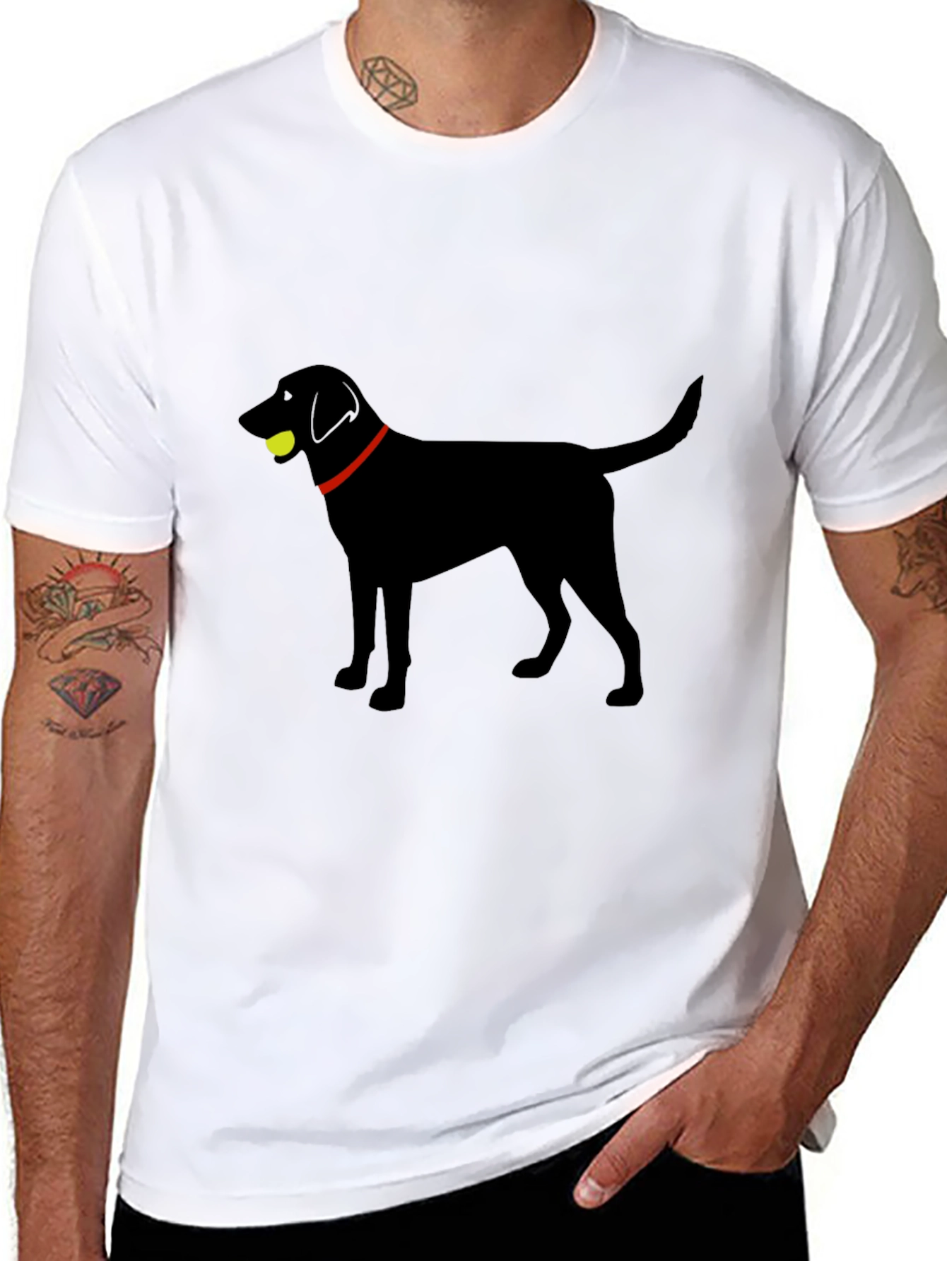 Black Lab with Tennis Ball Graphic T-Shirt