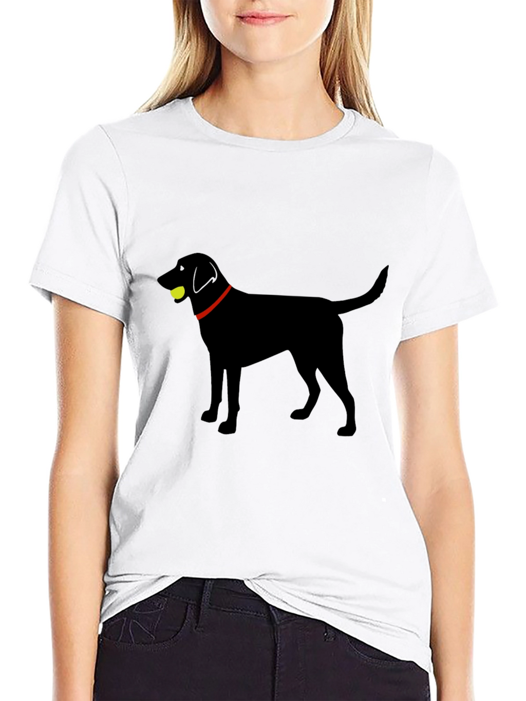 Black Lab with Tennis Ball Graphic T-Shirt