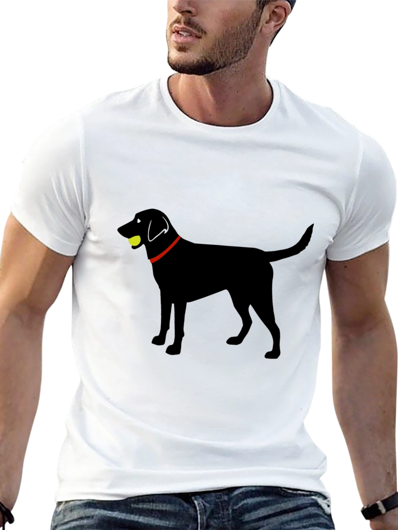 Black Lab with Tennis Ball Graphic T-Shirt