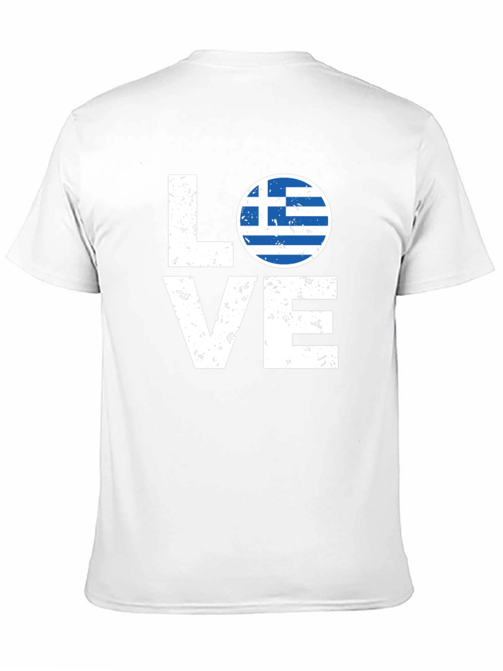 Greece Flag Love T-Shirt - Black Crew Neck Tee
