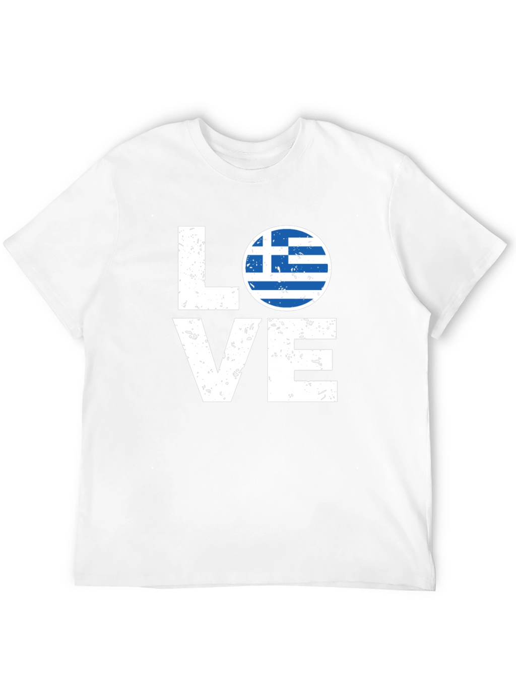 Greece Flag Love T-Shirt - Black Crew Neck Tee