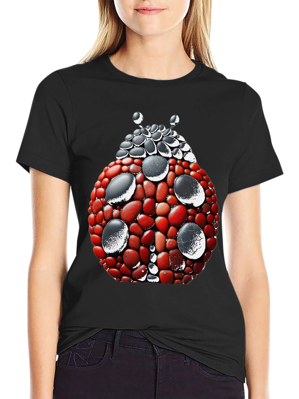 Ladybug Stone Art Graphic Tee