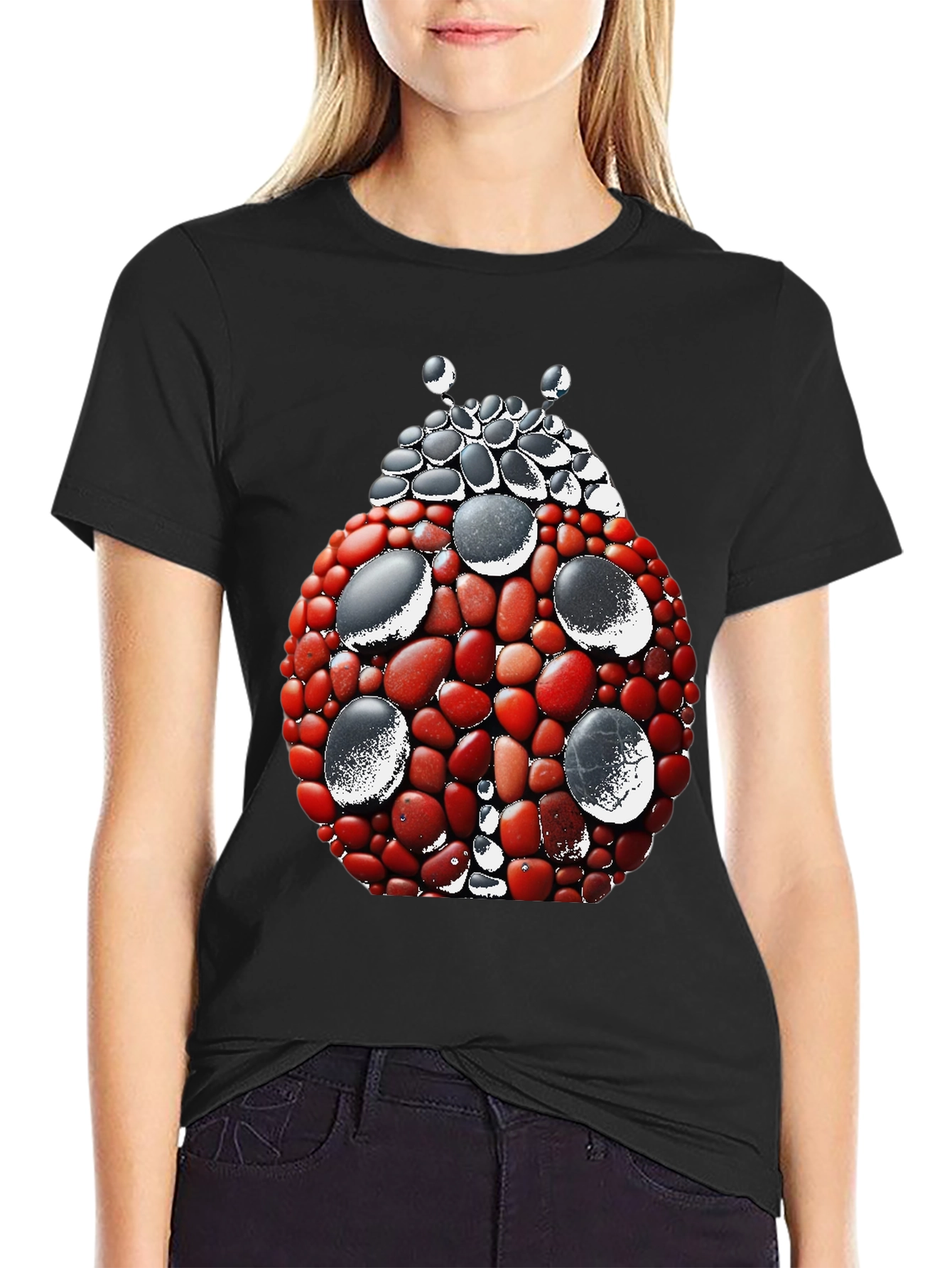 Ladybug Stone Art Graphic Tee