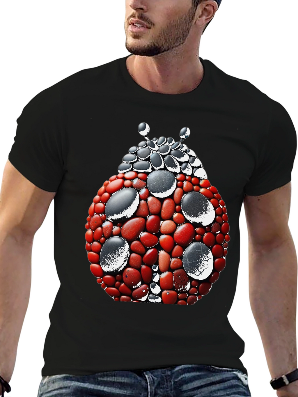 Ladybug Stone Art Graphic Tee