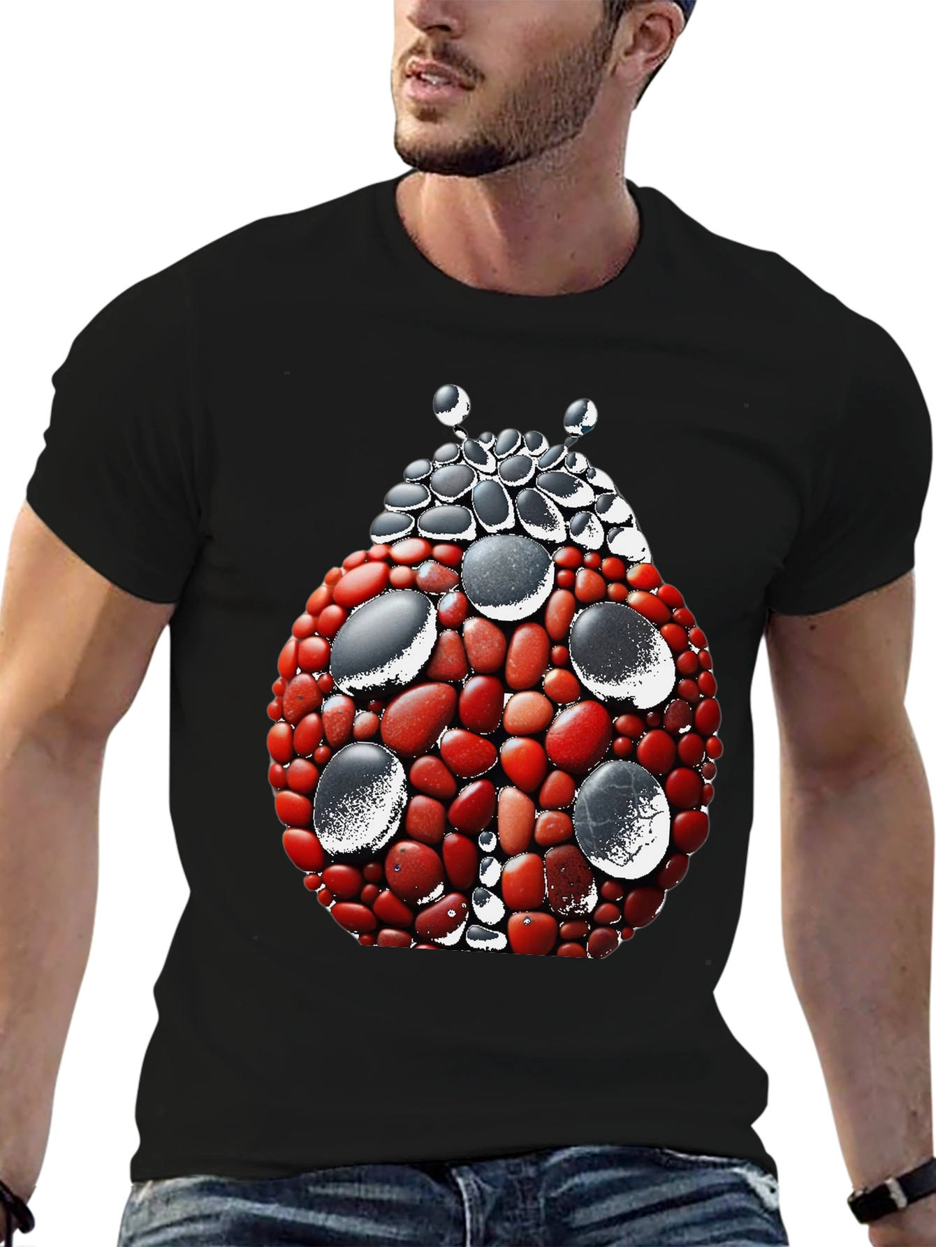 Ladybug Stone Art Graphic Tee