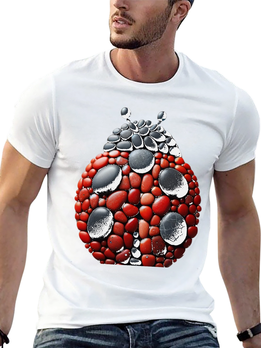 Ladybug Stone Art Graphic Tee