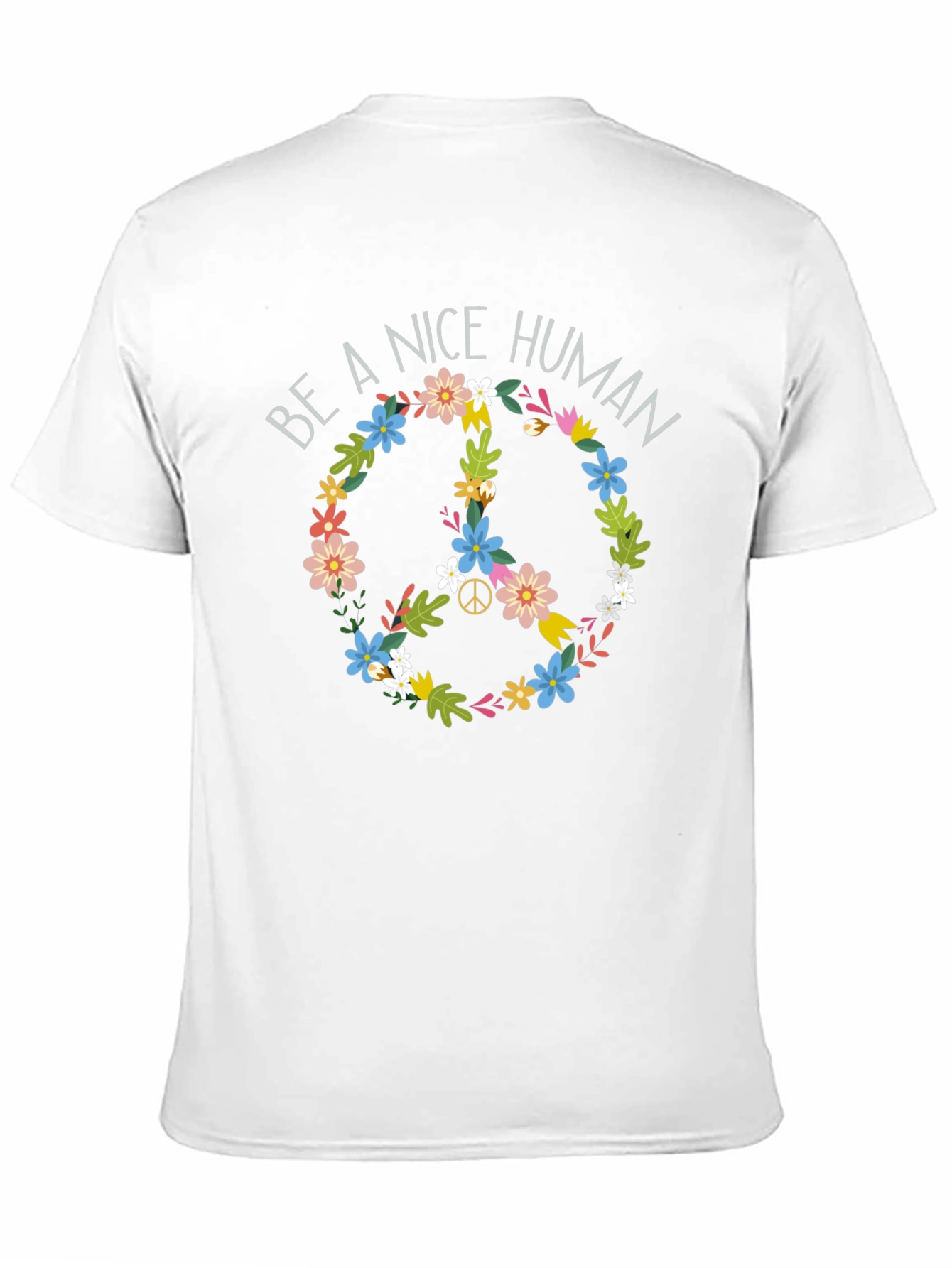 Be A Nice Human Floral Peace Sign T-Shirt