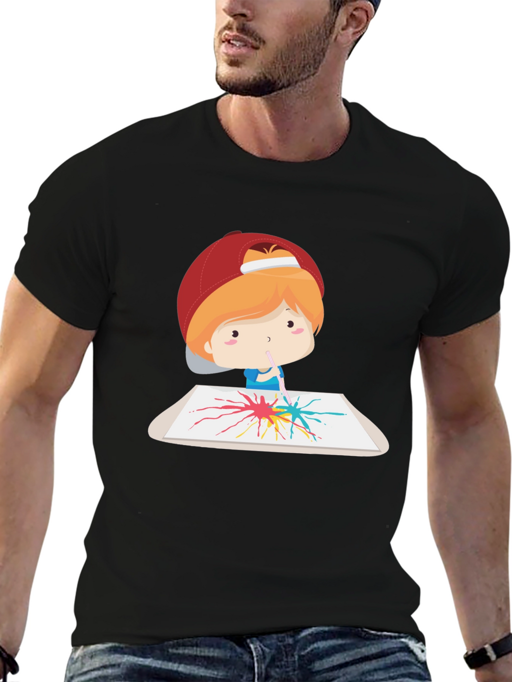 Artistic Tee: Boy Painting Design