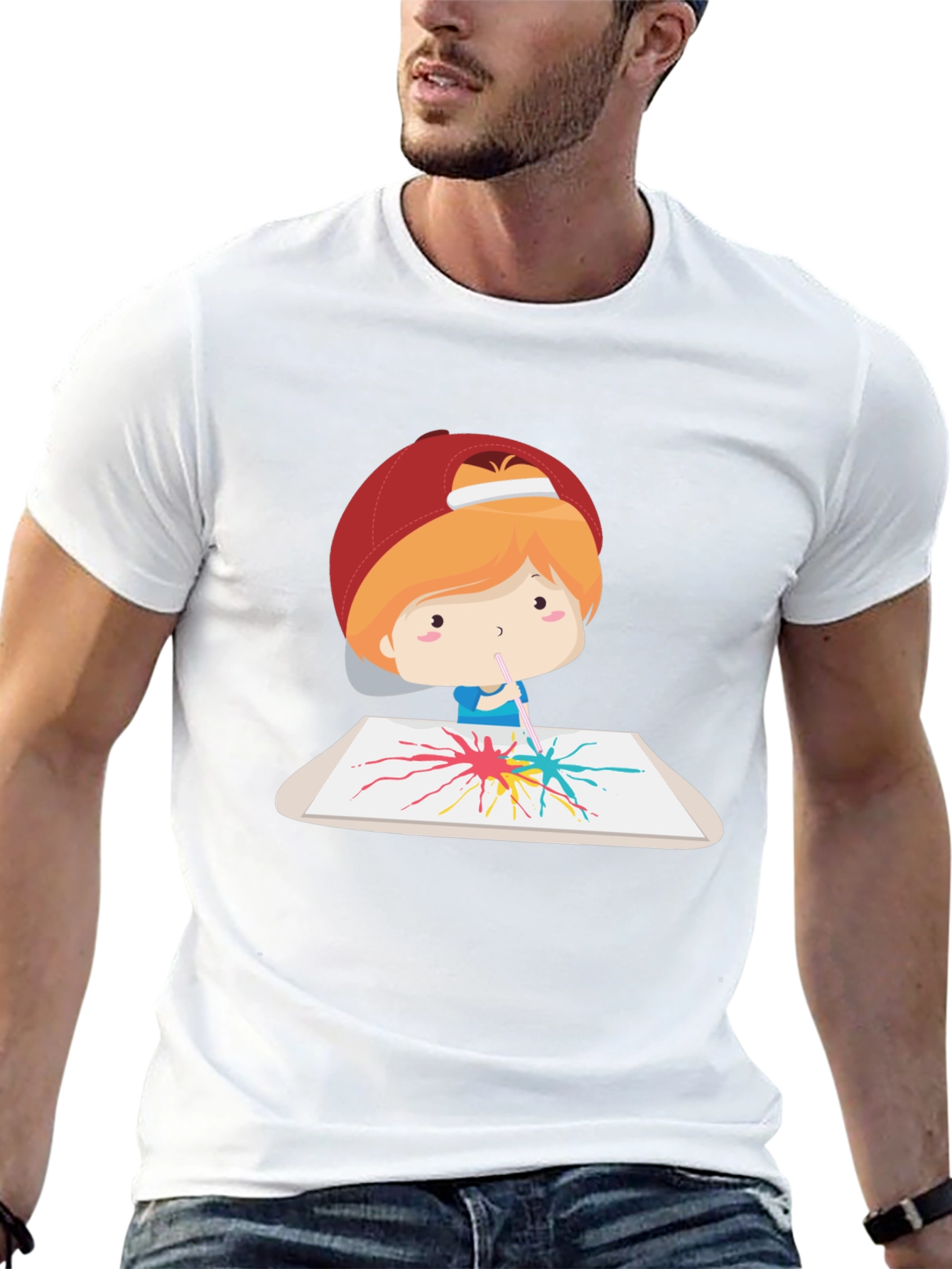 Artistic Tee: Boy Painting Design