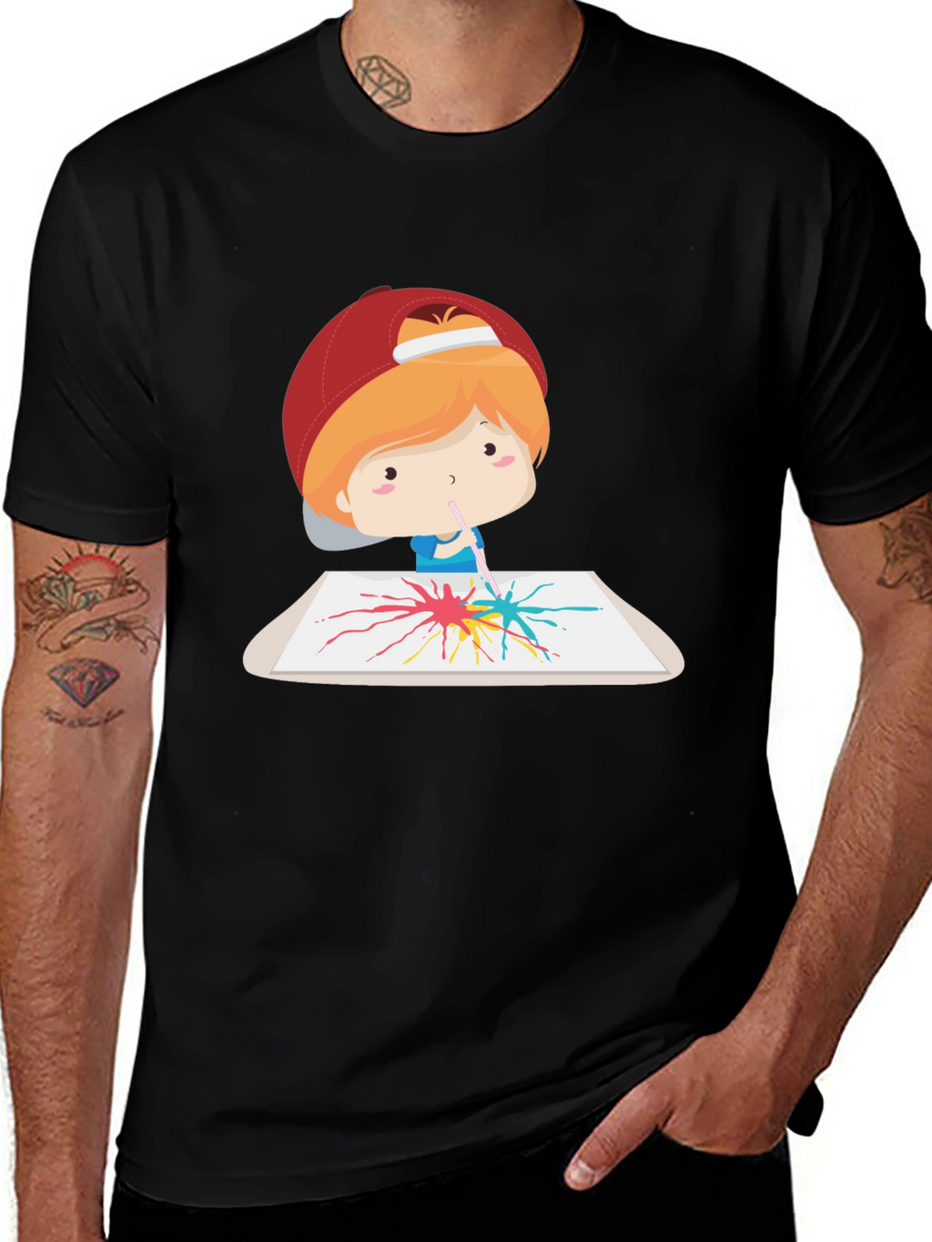 Artistic Tee: Boy Painting Design