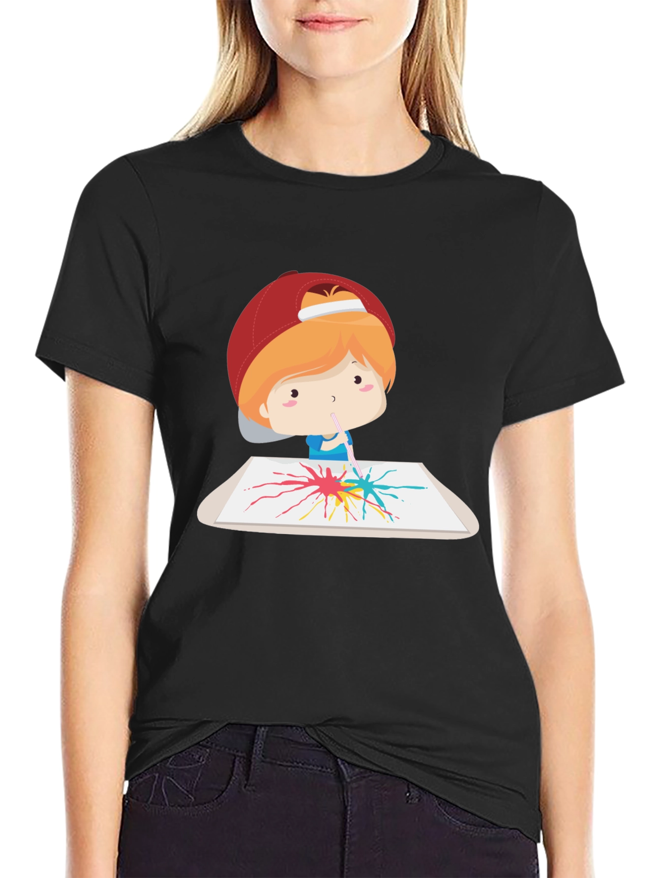 Artistic Tee: Boy Painting Design
