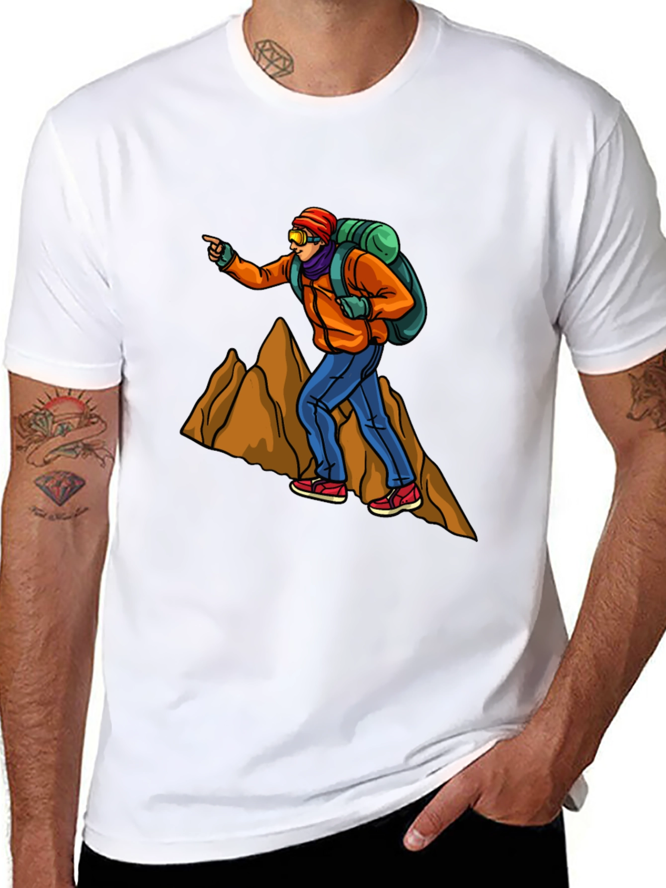 Hiking Adventure Graphic Tee - Black Cotton T-Shirt