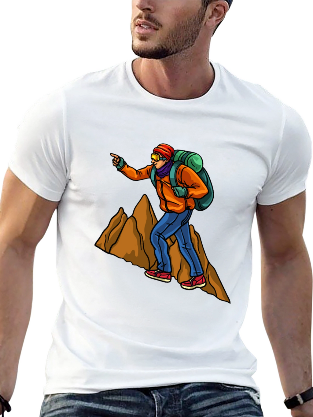 Hiking Adventure Graphic Tee - Black Cotton T-Shirt