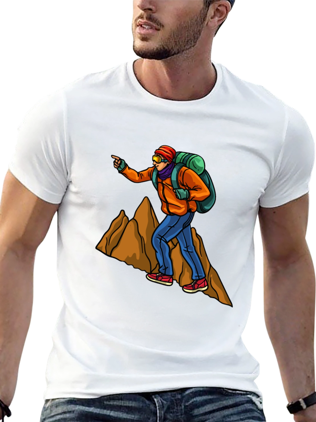 Hiking Adventure Graphic Tee - Black Cotton T-Shirt