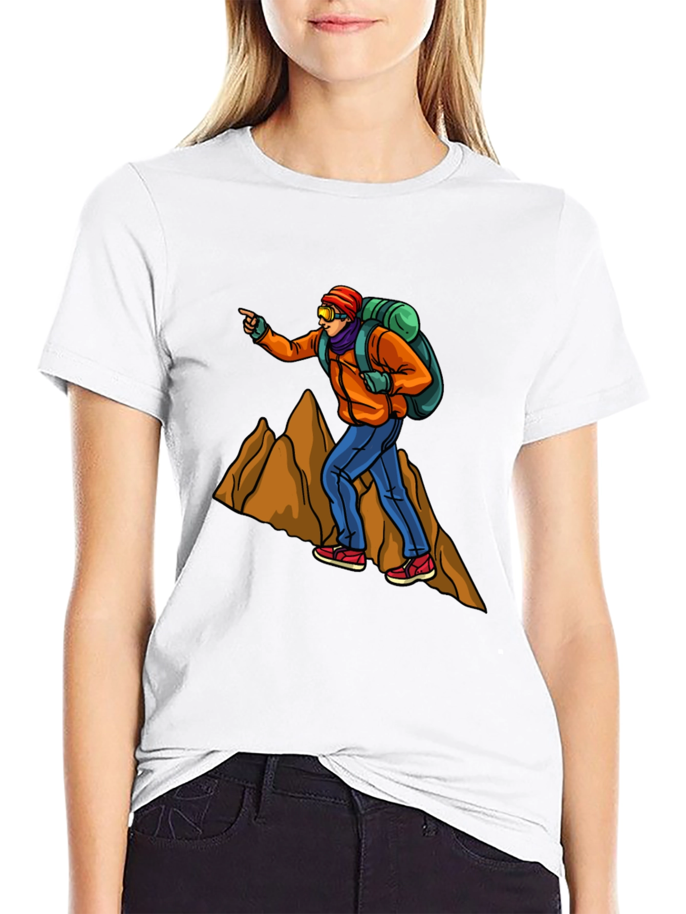 Hiking Adventure Graphic Tee - Black Cotton T-Shirt