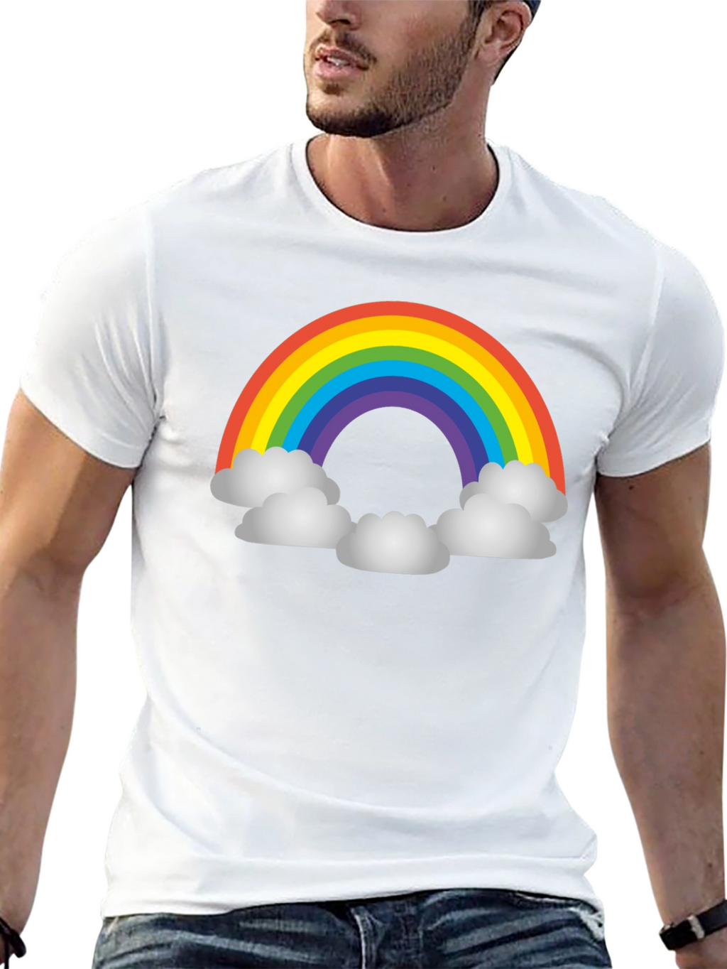 Rainbow Cloud Graphic T-Shirt - Unisex Black Tee