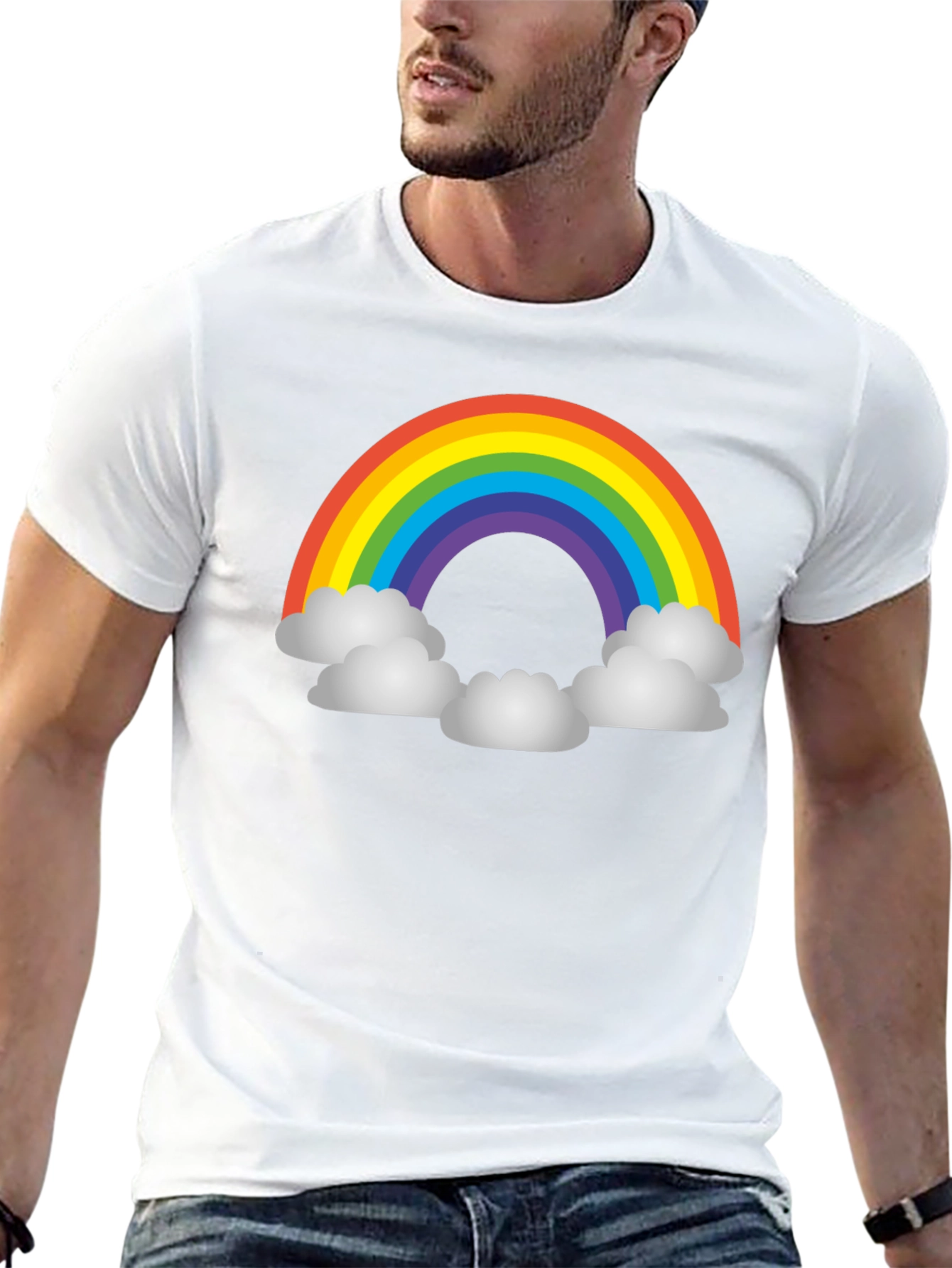 Rainbow Cloud Graphic T-Shirt - Unisex Black Tee