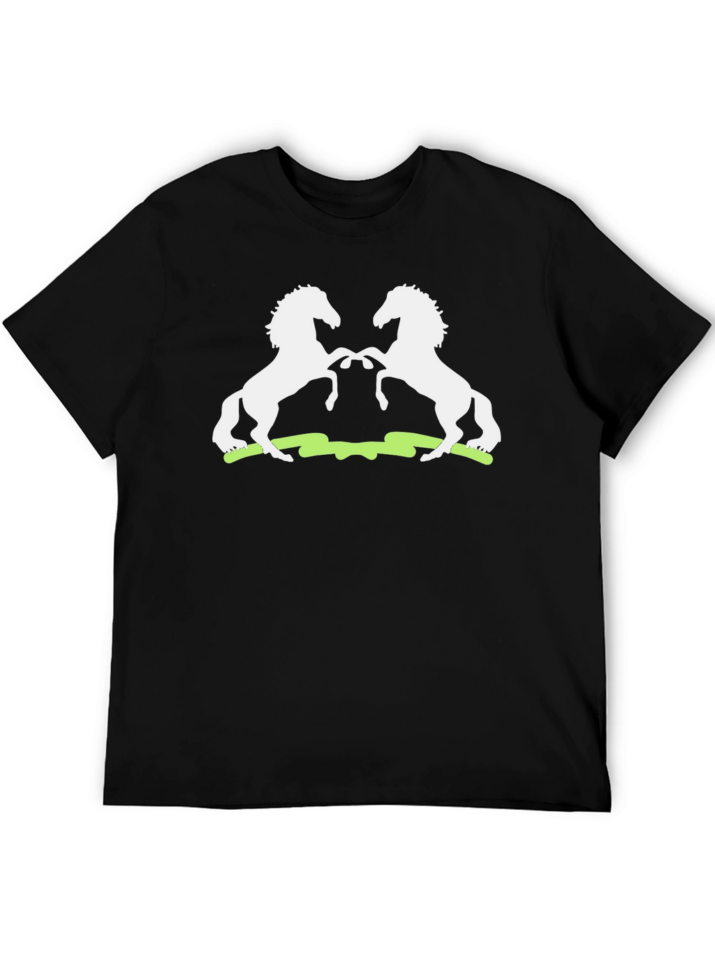 Graphic Tee: White Stallions on Black Cotton