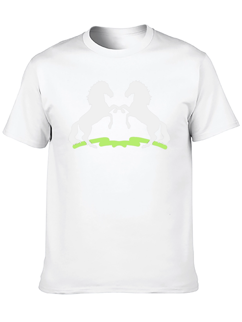 Graphic Tee: White Stallions on Black Cotton