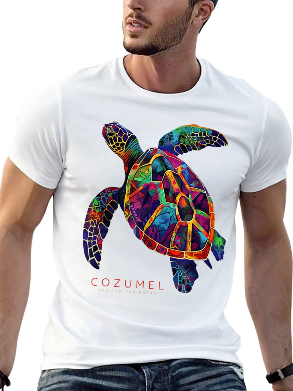 Cozumel Sea Turtle Graphic Tee - Mens Black T-Shirt