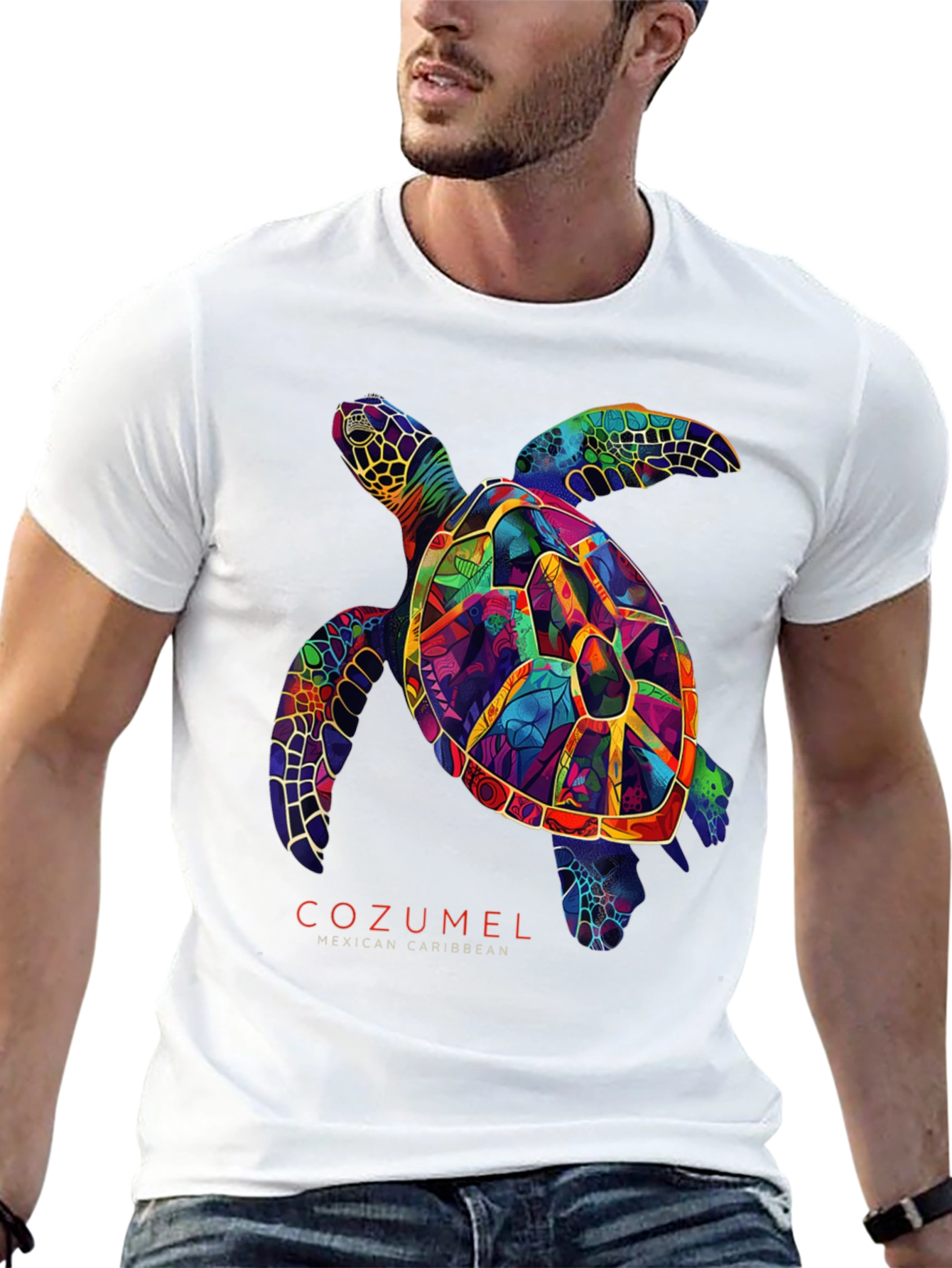 Cozumel Sea Turtle Graphic Tee - Mens Black T-Shirt