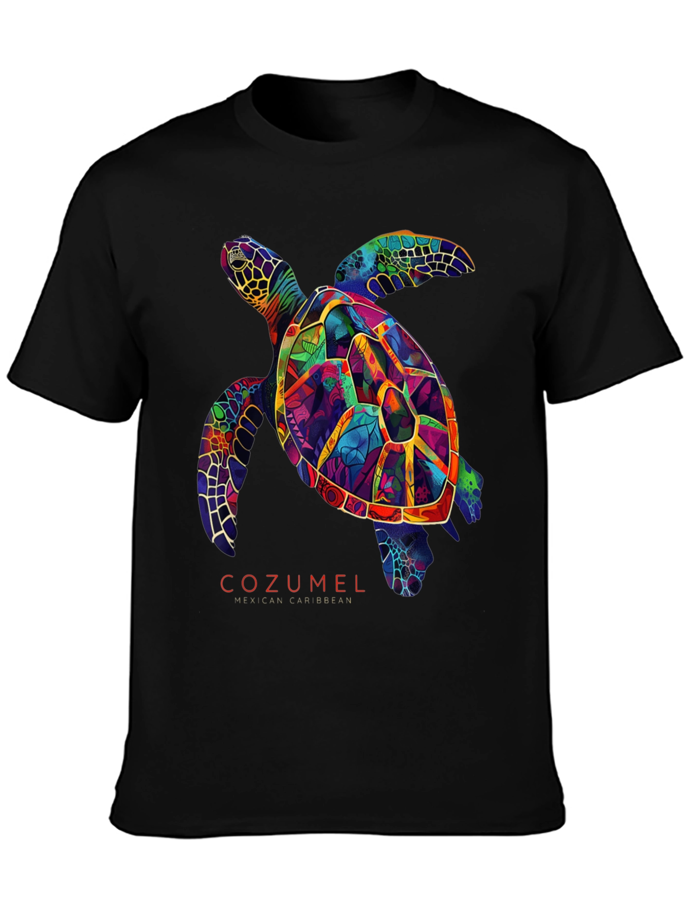 Cozumel Sea Turtle Graphic Tee - Mens Black T-Shirt