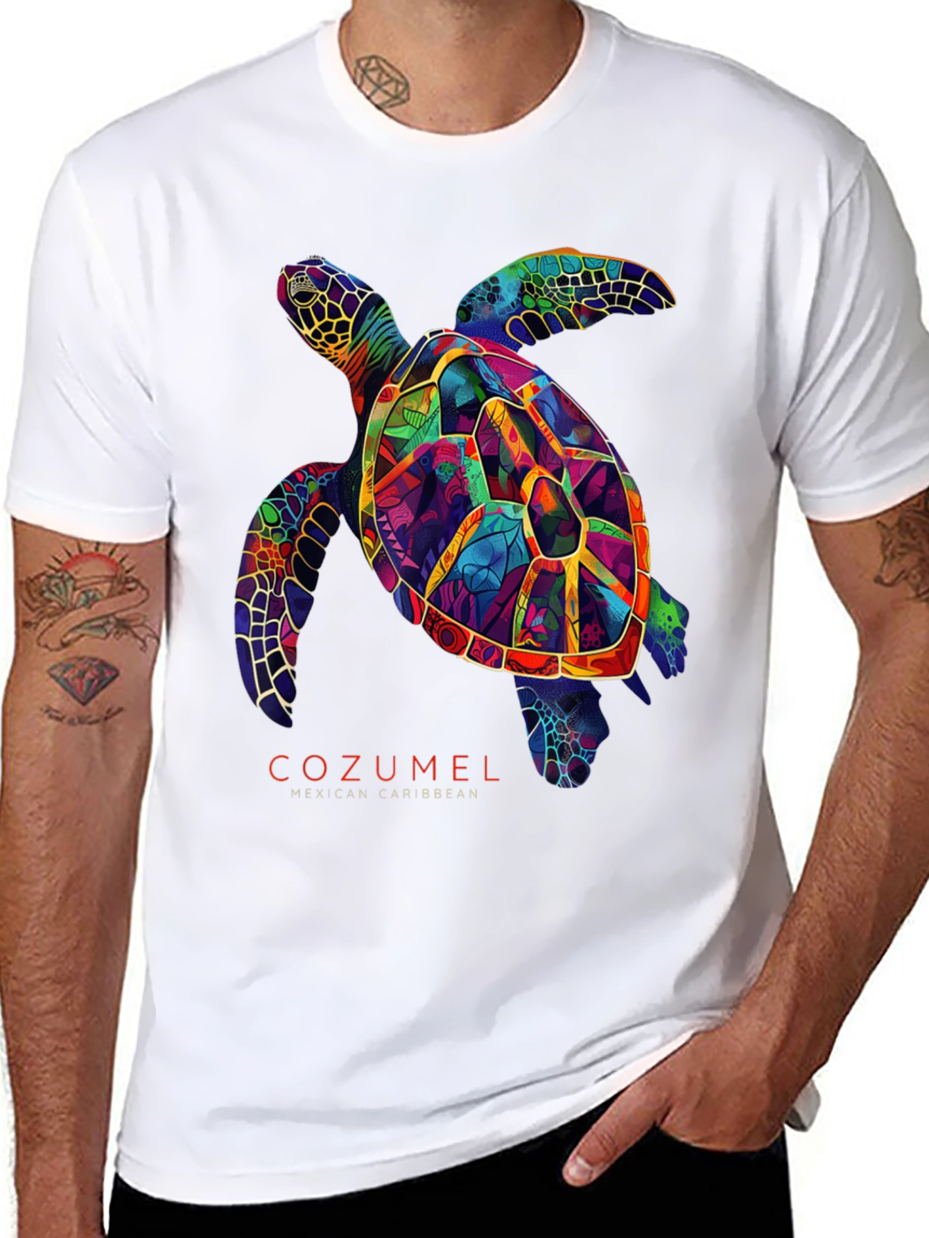 Cozumel Sea Turtle Graphic Tee - Mens Black T-Shirt