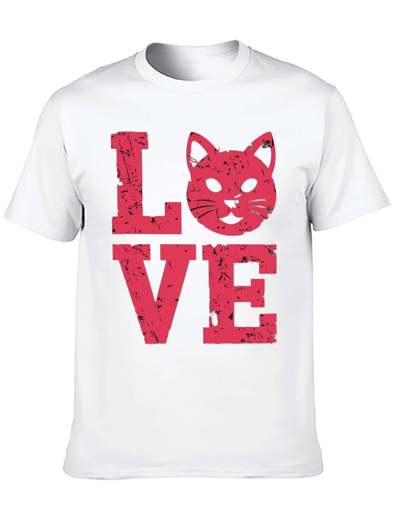 Love Cat Graphic Tee -  Distressed Print