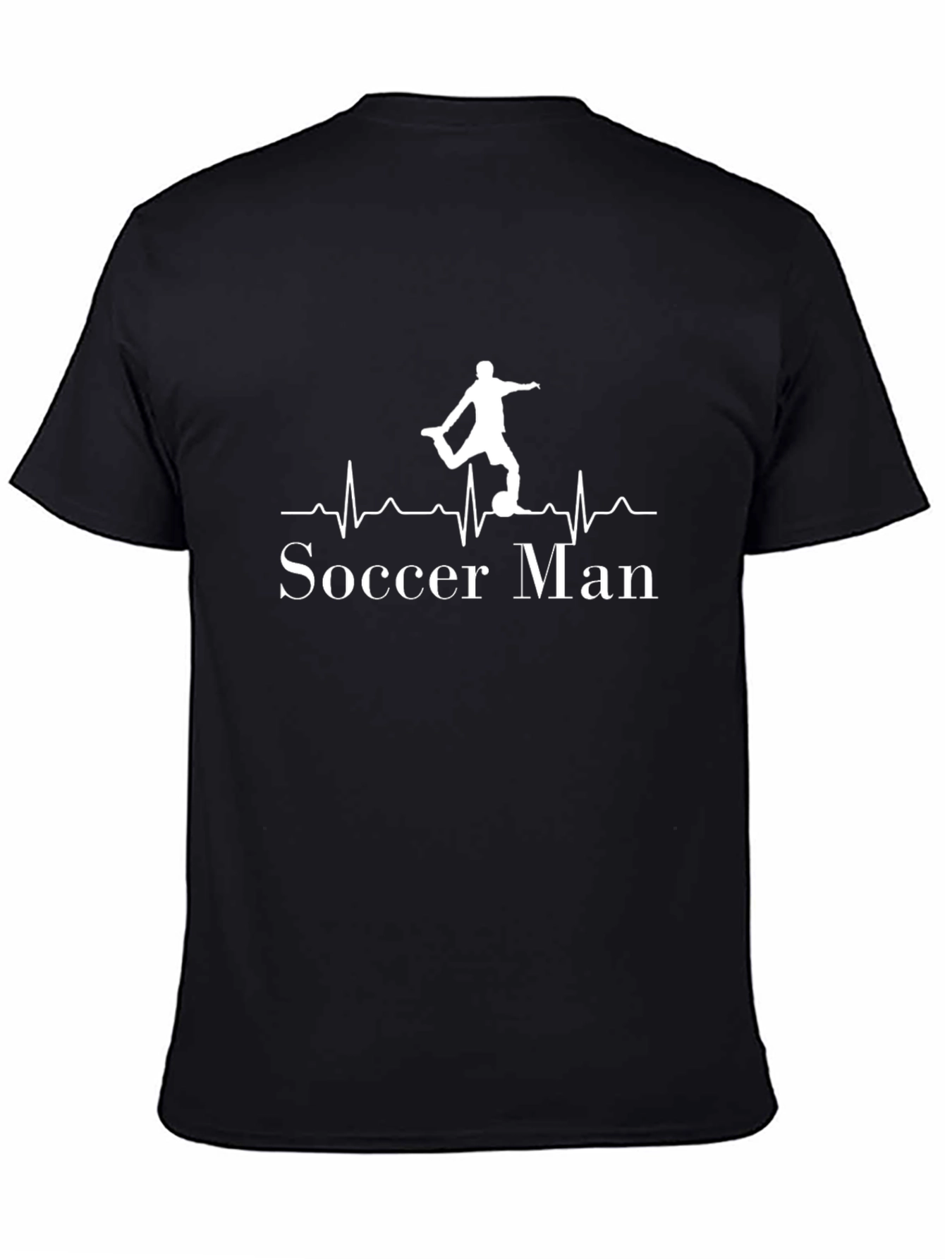 Soccer Man Graphic Tee - Black Cotton T-Shirt