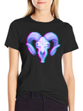 Ram Skull 3D Effect Graphic Tee
