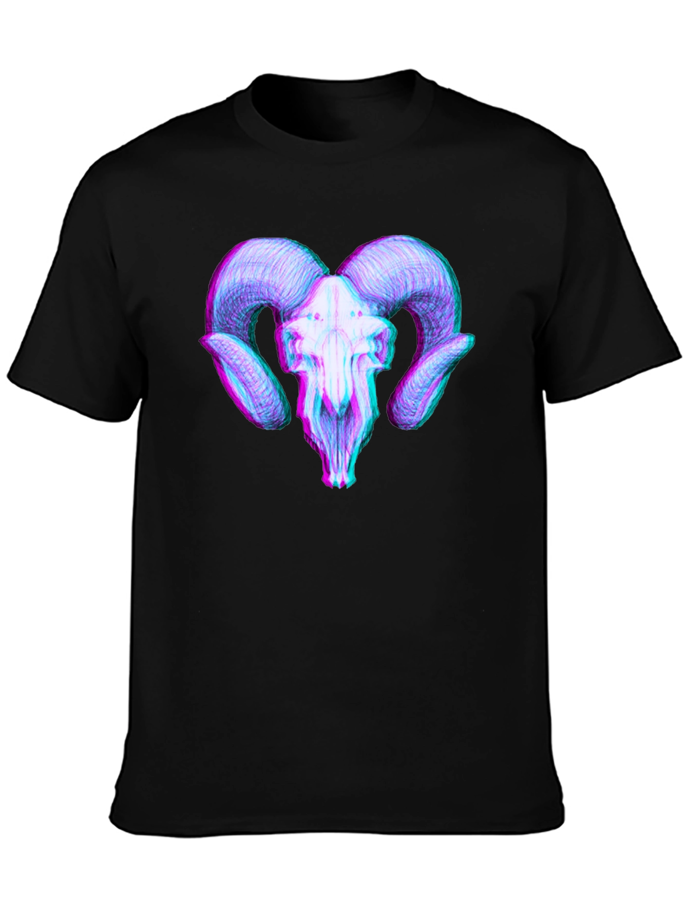 Ram Skull 3D Effect Graphic Tee